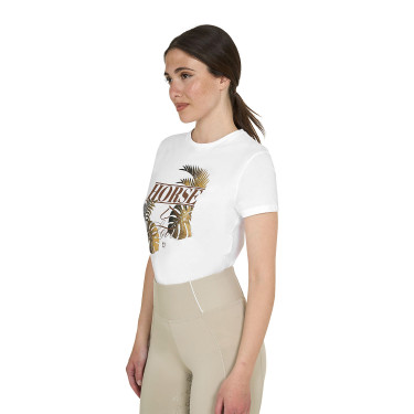 T-shirt Equestro femme Horse Palm en coton Blanc