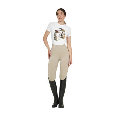 T-shirt Equestro femme Horse Palm en coton Blanc
