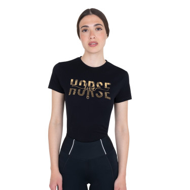 T-shirt Equestro femme Horse Love en coton Noir