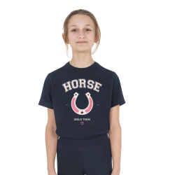 T-shirt Equestro fille Horse Team en coton Marine Bleu marine