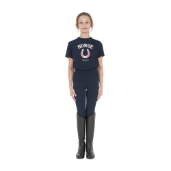 T-shirt Equestro fille Horse Team en coton Marine Bleu marine