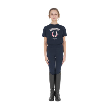T-shirt Equestro fille Horse Team en coton Marine Bleu marine