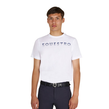T-shirt Equestro basique homme avec inscription sur la poitrine Blanc