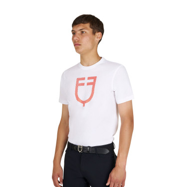 T-shirt Equestro basique homme avec logo brillant Blanc / tomate cerise