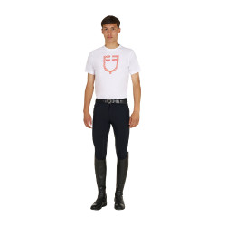 T-shirt Equestro basique homme avec logo brillant Blanc / tomate cerise