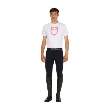 T-shirt Equestro basique homme avec logo brillant Blanc / tomate cerise