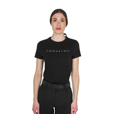 T-shirt Equestro femme en coton logo laminé Noir