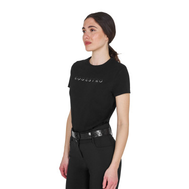 T-shirt Equestro femme en coton logo laminé Noir
