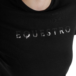T-shirt Equestro femme en coton logo laminé Noir