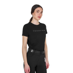 T-shirt Equestro femme en coton logo laminé Noir