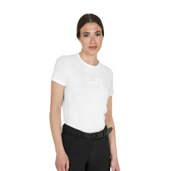 T-shirt basique Equestro femme logo brillant ton sur ton Blanc