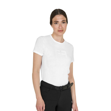 T-shirt basique Equestro femme logo brillant ton sur ton Blanc