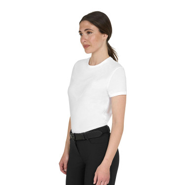 T-shirt basique Equestro femme logo brillant ton sur ton Blanc