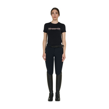 T-shirt Equestro femme strass en coton Noir