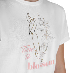 T-shirt Equestro fille Time to Blossom en coton Blanc