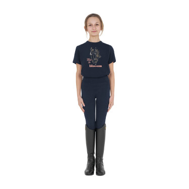 T-shirt Equestro fille Time to Blossom en coton Marine Bleu marine