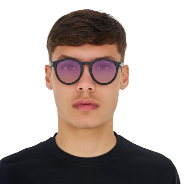 Lunettes de soleil sport Equestro polarisées modèle Heulwen Noir mat / dégradé violet rose Lunettes de soleil sport Equestro polarisées modèle Heulwen Noir mat / dégradé violet rose