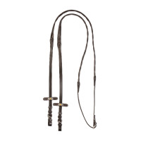 Rênes Magna en cuir Equestro avec grip en caoutchouc Marron
