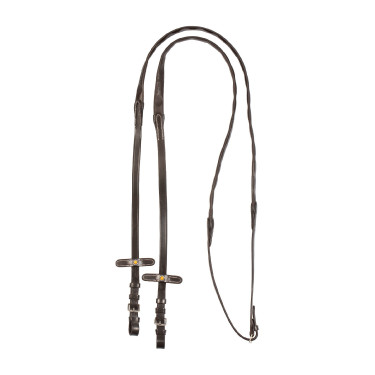 Rênes Magna en cuir Equestro avec grip en caoutchouc