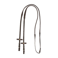 Rênes en cuir Equestro avec grip en caoutchouc Marron