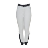 Pantalon Equestro femme taille haute logo en strass Brume du port Gris