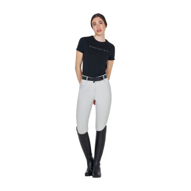 Pantalon Equestro femme taille haute logo en strass Brume du port Gris Pantalon Equestro femme taille haute logo en strass Brume du port Gris