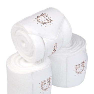 Bandes en polaire Equestro avec logo en strass Blanc
