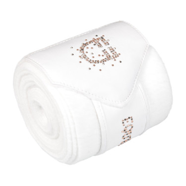 Bandes en polaire Equestro avec logo en strass Blanc