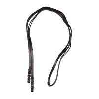 Rênes anglaises Equestro en cuir avec poignées et boucles en acier inoxydable Marron foncé