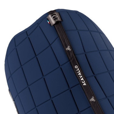 Tapis de selle de saut Acavallo en tissu technique à carreaux Sublime Marine Bleu marine