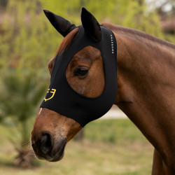 Masque anti-mouches Equestro en élasthanne sans maille aux yeux Noir