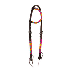 Bride western Pool's avec perles multicolores et cuir huilé à une oreille