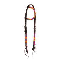 Bride western Pool's avec perles multicolores et cuir huilé à une oreille Bride western Pool's avec perles multicolores et cuir huilé à une oreille