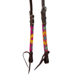 Bride western Pool's avec perles multicolores et cuir huilé à une oreille
