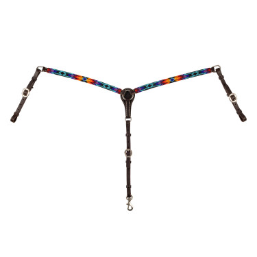 Collier de chasse western Pool's en cuir huilé avec perles serape Marron foncé