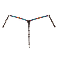 Collier de chasse western Pool's en cuir huilé avec perles serape Marron foncé