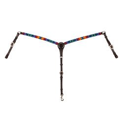 Collier de chasse western Pool's en cuir huilé avec perles serape Marron foncé