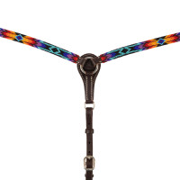 Collier de chasse western Pool's en cuir huilé avec perles serape Marron foncé