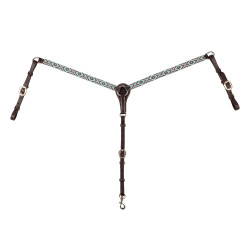Collier de chasse en cuir Western Pool's avec perles en strass Marron foncé