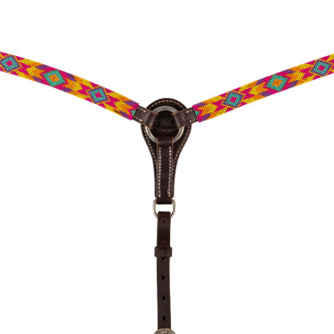 Collier de chasse Western Pool's avec perles multicolores Marron foncé