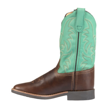 Bottes western Pool's Monterey pour enfants Marron foncé / vert