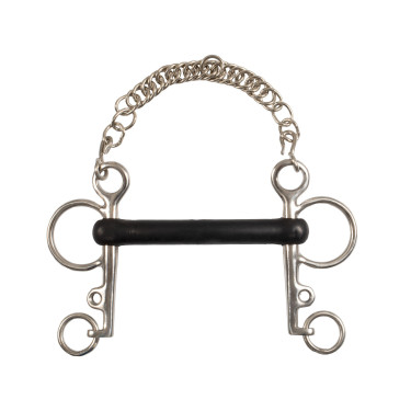 Mors Pelham Umbria Equitazione inox plein branches courtes caoutchouc rigide