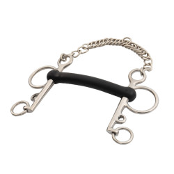 Mors Pelham Umbria Equitazione inox plein branches courtes caoutchouc rigide