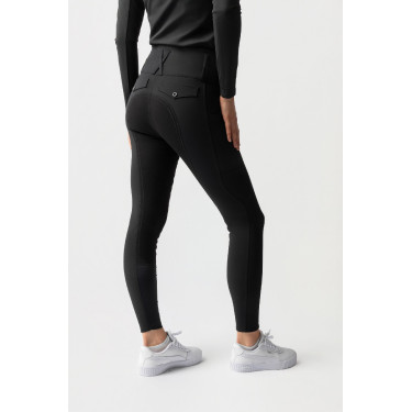 Pantalon d'équitation Horze Leonie à fond intégral femme en daim végétalien Noir
