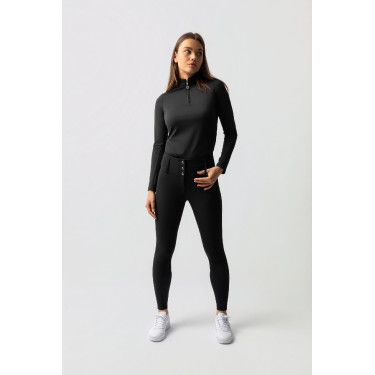 Pantalon d'équitation Horze Leonie à fond intégral femme en daim végétalien Noir