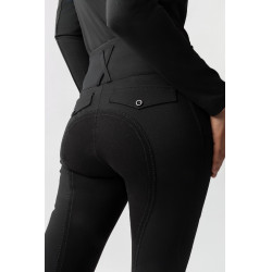 Pantalon d'équitation Horze Leonie à fond intégral femme en daim végétalien Noir