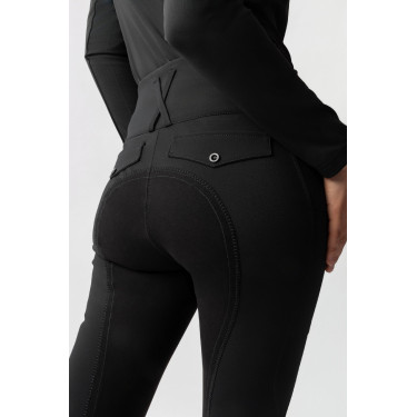 Pantalon d'équitation Horze Leonie à fond intégral femme en daim végétalien Noir