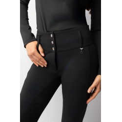 Pantalon d'équitation Horze Leonie à fond intégral femme en daim végétalien Noir