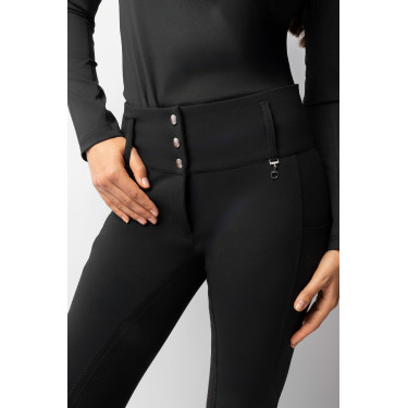 Pantalon d'équitation Horze Leonie à fond intégral femme en daim végétalien Noir