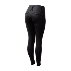 Pantalon d'équitation Horze Leonie à fond intégral femme en daim végétalien Noir
